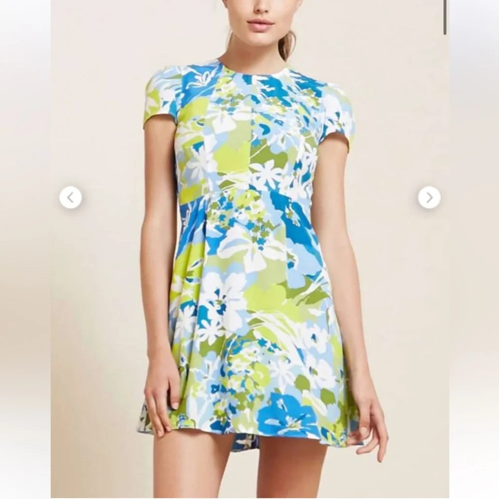 Reformation x camille Rowe Nevada Floral Mini Dress blue green 33779
